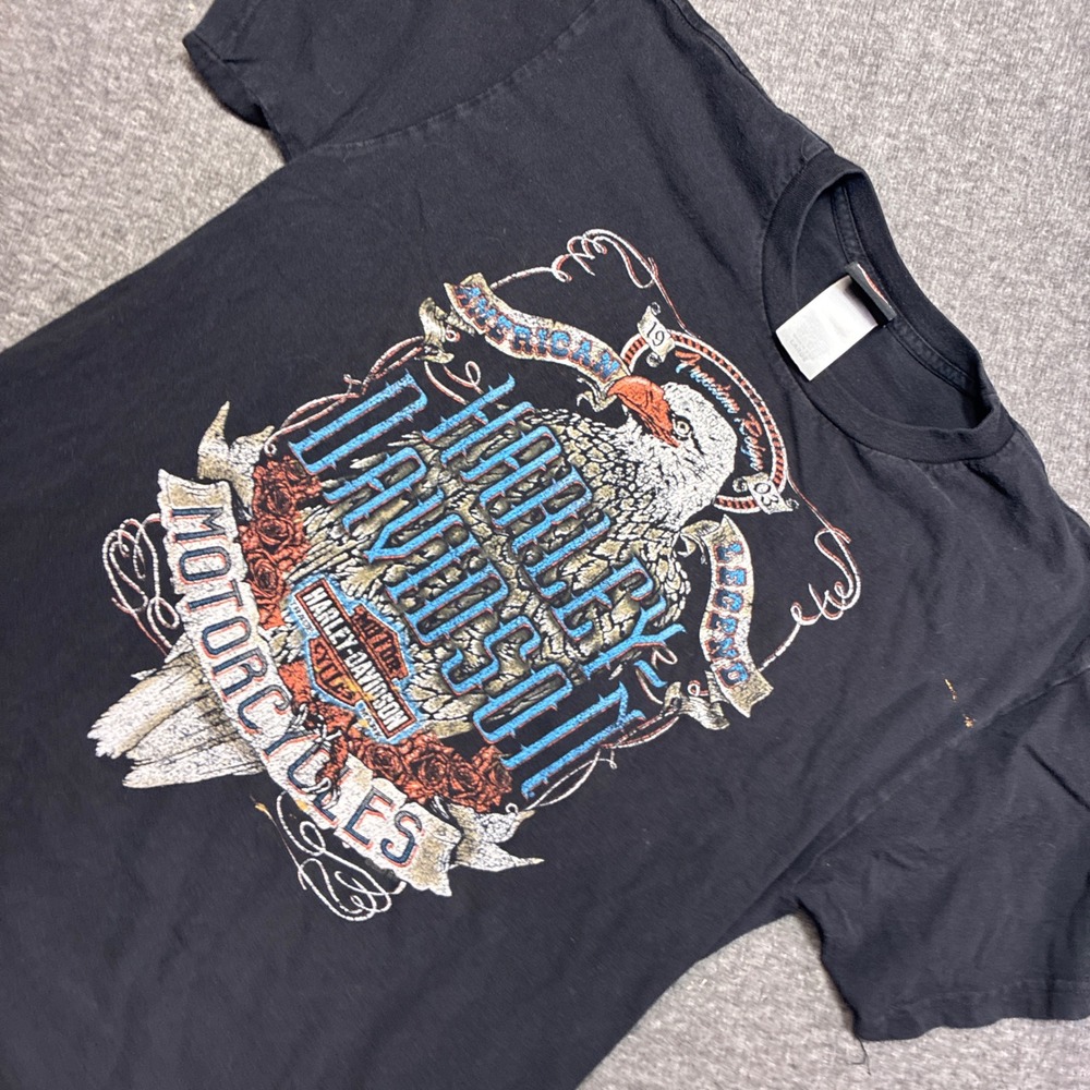 Vintage‎ Harley Davidson Shirt Men Large Black Glendale California Graphic Eagle